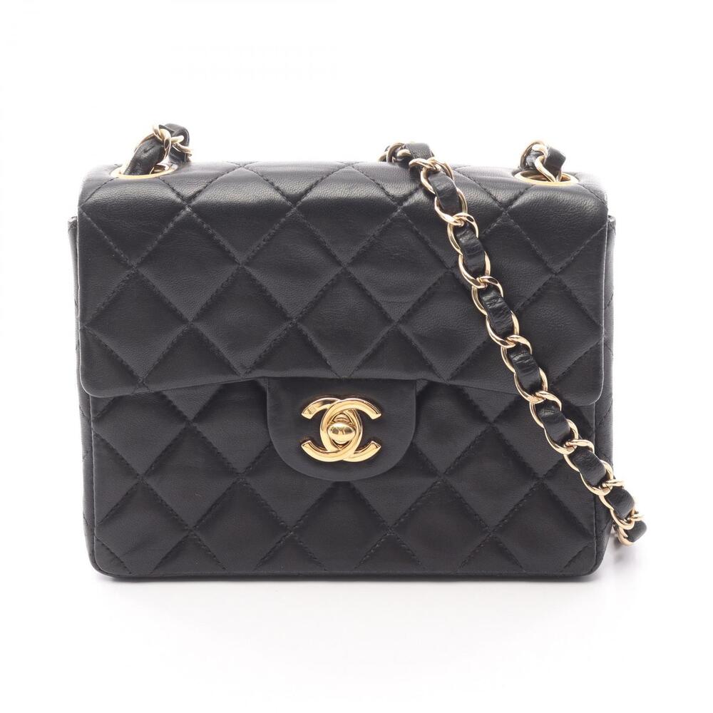 Chanel Matelasse Shoulder Bag Lambskin Sheepskin Black